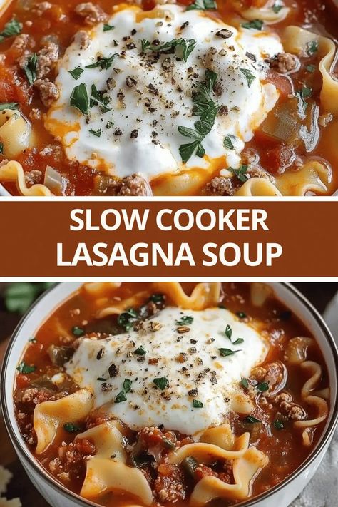 Slow Cooker Lasagna Soup Recipe Freezer Lasagna, Crockpot Lasagna Soup Recipe, Soup Lasagna, Beef Stew With Beer, Slow Cooker Lasagna Soup, Lasagna Soup Crockpot, Easy Lasagna Soup, Soup Crockpot, Lasagna Soup Recipe