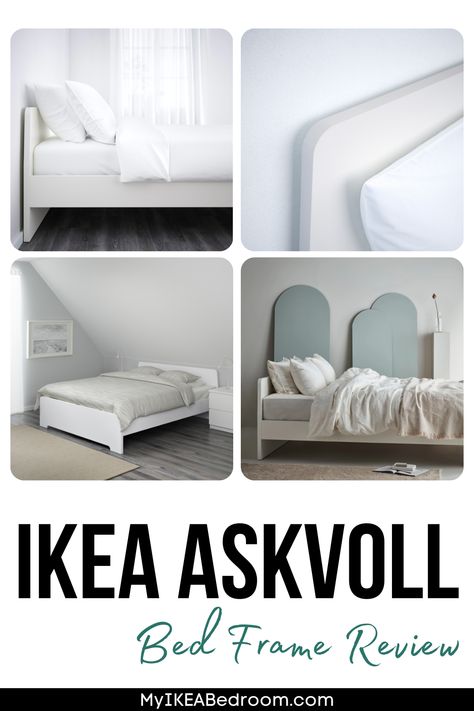 IKEA Askvoll Bed Frame Review: This IKEA Askvoll bed frame has adjustable sides, which means you don’t have to worry whether the thickness of your mattress will fit nicely. 80% of this product is renewable, meaning it is made of wood, which is a natural and reusable material. Ikea Askvoll Bed, Askvoll Bed, Ikea Askvoll, Ikea Bed Frames, Hemnes Bed, Malm Bed, Nyc Apt, Kura Bed, Ikea Store