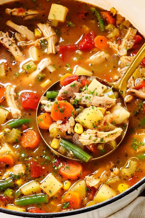 The Best Chicken Vegetable Soup Recipe - Carlsbad Cravings Chicken Vegtable Soup, Chicken Vegetable Soup Crockpot, Homemade Chicken Vegetable Soup, Chicken And Veg Soup, Rotisserie Chicken Soup, Chicken Broth Soup, Chicken Veggie Soup, Chicken Vegetable Soup Recipes, Chicken Vegetable Soup