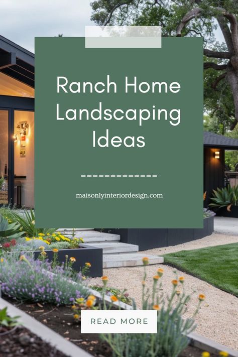 Revamp the outdoor space of your ranch home with creative landscaping ideas that significantly enhance curb appeal. From native plant choices to beautiful hardscaping elements, discover how strategically placed trees, colorful flowers, and textured plants can create an inviting atmosphere. Consider using sustainable practices that complement your ranch's architecture while providing a low-maintenance garden. Enjoy fresh curb appeal that not only looks great but also supports local wildlife with pollinator-friendly options. These landscaping tips will help your ranch stand out! Ranch House Landscaping Front Yards, Ranch Home Landscaping, Ranch House Landscaping, Home Landscaping Ideas, Ranch Landscaping, Texas Landscaping, Creative Landscaping, One Level Homes, Ranch Homes