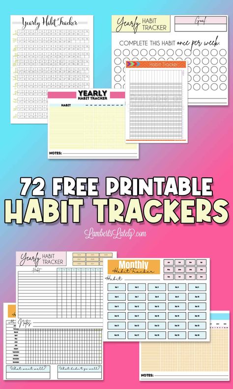 Check out this set of 72 free daily, weekly, and monthly habit tracker printables. These editable pdf format files have a fun, colorful design and help you track habits with ease. Weekly Dinner Planner Printable Free, Stickers Printable Free, Gym Journal, Planner Cover Printable, Habit Tracker Printable Monthly, Planner Ideas Weekly, Study Planner Printable Free, Planner For School, Planner For Moms