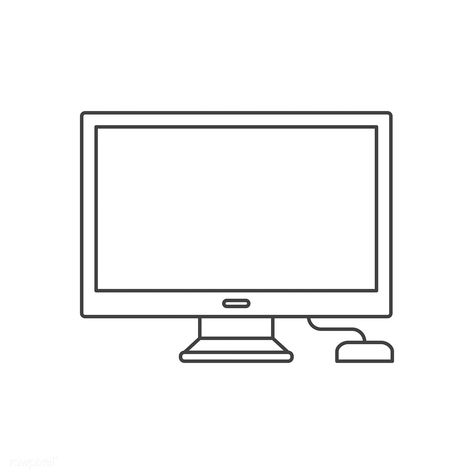 Vector of computer digital device | free image by rawpixel.com Computer Screen Drawing, Computer Logo Icon, Computer Doodle, Monitor Drawing, Desktop Drawing, Computer Tattoo, Computer Logo, Computer Vector, Computer Drawing