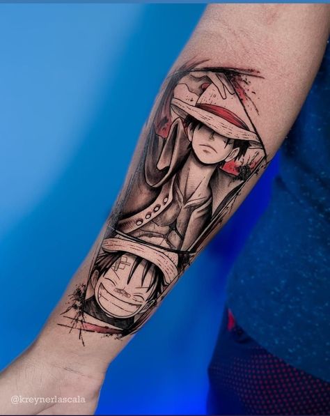 Luffy Tatoos Ideas, Tato Luffy, Monkey D Luffy Tattoo Ideas, One Piece Arm Tattoo, Tato One Piece, Chest Shoulder Tattoo Men, Luffy One Piece Tattoo Design, Luffy Tattoo One Piece, Anime Tattoo Ideas For Men