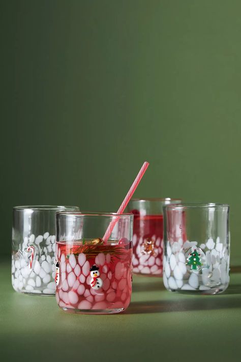 Anthropologie Glasses, Anthropologie Christmas, Juice Glass, Christmas Glasses, Holiday Icon, Unique Christmas Decorations, Juice Glasses, Bar Glassware, Pressed Glass