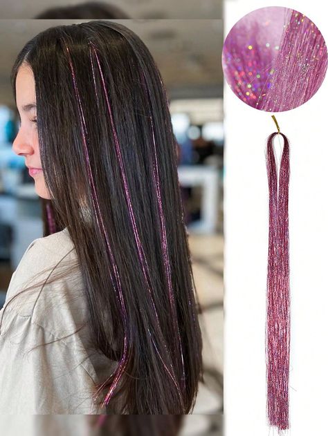 Fabulous Glitter Hair Ideas for Every Style Glitter Hair Extensions, Lite Brite, Hair Tinsel, Fairy Hair, Glamorous Hair, Ribbon Hairstyle, Hair Shows, Halloween Inspo, Glitter Hair