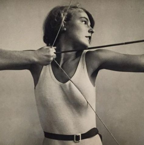 Archery Photography, Archery Poses, Woman Archer, Dolores Costello, Archery Women, Leni Riefenstahl, Norman Lindsay, Antoine Bourdelle, Jean Renoir