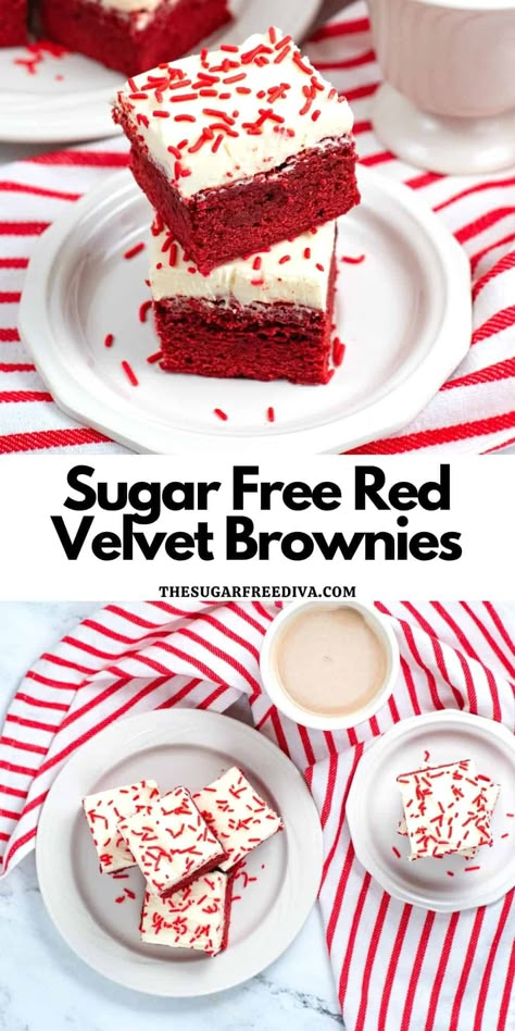 No Sugar Valentines Ideas, Sugar Free Red Velvet Cookies, Keto Red Velvet Brownies, Sugar Free Red Velvet Cake, Sugar Free Valentine Desserts, Low Sugar Desserts For Diabetics, No Sugar Added Desserts, Sugar Free Christmas Desserts, Best Sugar Free Desserts