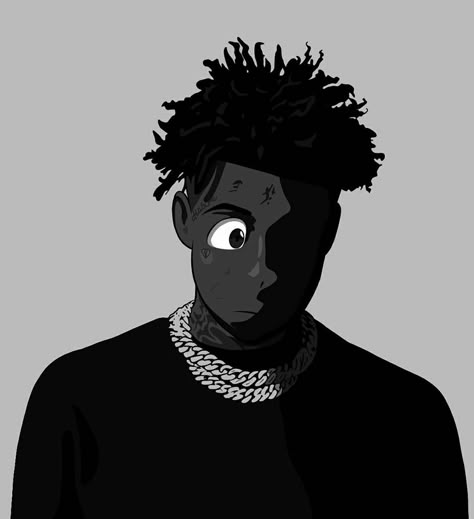 Nba Youngboy Cartoon Art, Nba Youngboy Pfp Black And White, Nba Youngboy Painting, Youngboy Painting, Nba Youngboy Cartoon, Nba Youngboy Drawing, Partynextdoor Instagram, Kentrell Gaulden, Youngboy Nba