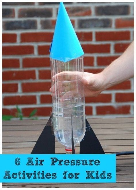 6 fun air pressure experiments for kids #Science #Airpressure Air Experiments, Diy Bottle Rocket, Roket Air, Air Pressure Experiments, 5th Grade Science Projects, Teen Diy, Science Experience, Space Activities For Kids, Bottle Rocket