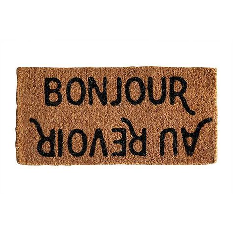 Bonjor! Au Revoir! Doormat Cool Doormats, Outdoor Door, Coir Doormat, Creative Co Op, Oui Oui, Welcome Mat, Outdoor Door Mat, Covered Porch, Tufting Buttons