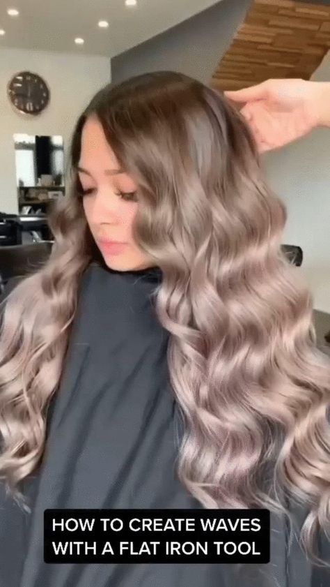 Types Of Curls For Long Hair, Hair Styles With Iron, Different Curls With Straightener, Different Type Of Curls With Curling Iron, Types Of Hair Curls Hairstyles, How To Get Wavy Hair With A Straightener, Curling Hair Tutorial Step By Step, Different Types Of Hair Curls, Curl Types Curling Iron