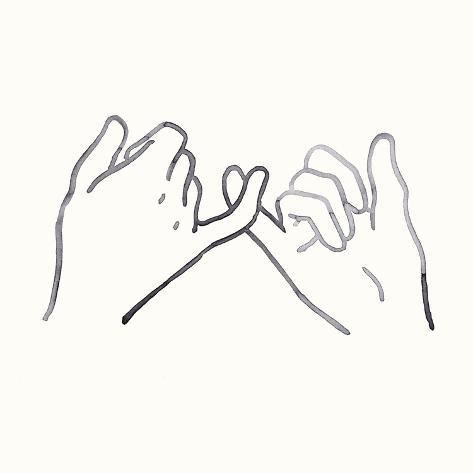 Pinky Promise Friends, Art Inspiration Love, Pinky Promise Illustration, Pinky Promise Reference, Pinky Promise Drawing Easy, Pinky Promise Sketch, Drawings Of Love Easy, Pinky Promise Painting, Hand Heart Drawing