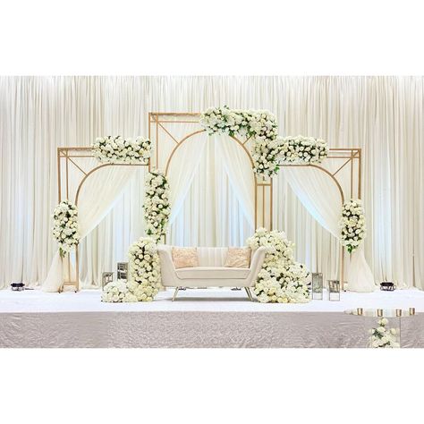 Jind Kaur Decors on Instagram: “Rickey ♥️ Jasjeet’s Reception” Nikah Venue Decor, Simple Reception Stage Decoration, White Stage Decoration Wedding, Wedding Stage Simple, Nikah Stage Decoration, Simple Stage Decorations Wedding Backdrop Ideas, Stage Decorations Wedding Receptions, Jind Kaur, Nikkah Stage