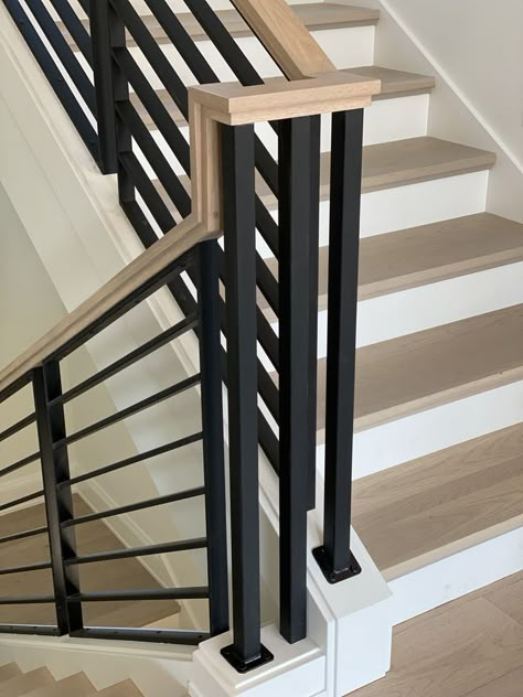 | Unique-Modern-Stylish |
The Denali Panel System is sleek and stylish which will modernize any new home remodel. 
∙
∙
Please check us out and talk with our talented team of designers to help you create the look of your dreams! Brookfieldstairs.com
∙
∙
#denalipanel #hardwoodhandrail #cleanandmodern #stairdesign #brookfieldstairs #powdercoating #lowsheenblack #unique #modern #stylish #remodel Modern Rod Iron Stair Railing, Farmhouse Stairway Railing Ideas, Metal And Wood Railings Indoor, Unique Stair Railing Ideas, Black And Wood Staircase, Black Stair Spindles With Wood Railing, Wood And Iron Stair Railing Modern, Entry Railing, Modern Banisters And Railings