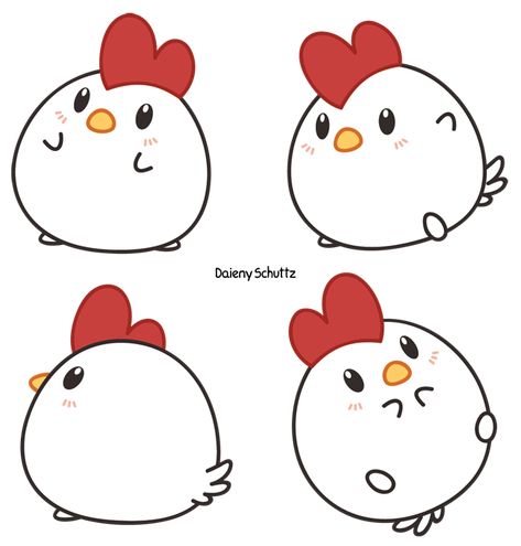 Chibi Chicken by Daieny Chicken Drawing, Cartoon Chicken, Art Kawaii, Cute Kawaii Animals, Cute Chickens, Chicken Art, Pola Sulam, Manga Style, Kawaii Doodles