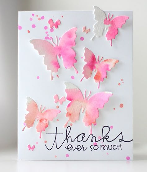 Virtual Smooches: Watercolor Butterflies Card with How-to Video... Watercolor Butterflies, Diy Valentines Cards, Butterfly Card, Paper Smooches, Butterfly Cards, Handmade Greetings, Card Tutorials, Watercolor Cards, Creative Cards