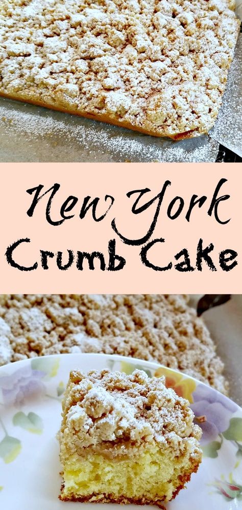 New York Crumb Cake with a Cinnamon Crumb Topping New York Crumb Cake Recipe, New York Crumb Cake, Fall Coffee Recipes, Healthy Recipes Crockpot, Coffee Meets Bagel, Coffee Biscuits, Crumb Cake Recipe, Recipes Potato, Cold Coffee Recipes