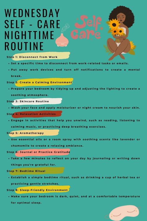 Weekly Self Care Beauty Routine, Wednesday Routine, Selfcare Wednesday, Wednesday Skincare Tips, Self Care Schedule, Daily Routine For Mental Health, Health Schedule, Self Care Checklist Daily Weekly Monthly, Self Care Plan