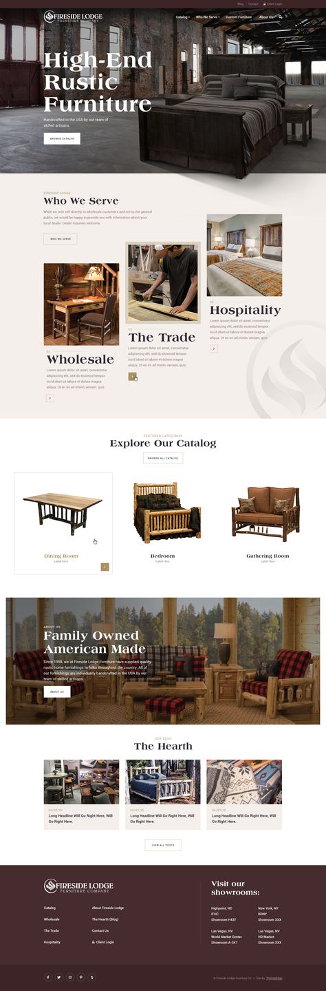 Webpage Design Layout, Lodge Furniture, News Website Design, Wood Company, Furniture Website, Webdesign Inspiration, Ux Design Inspiration, Homepage Design, Ecommerce Design