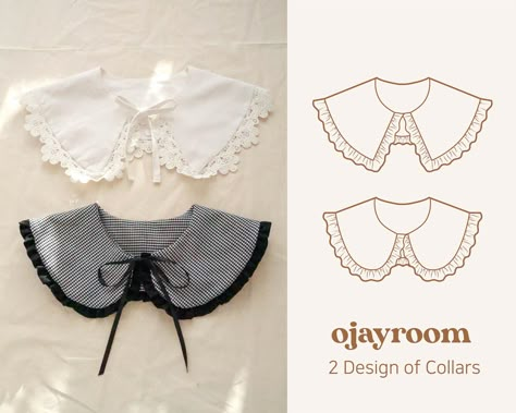 Vintage Collar Patterns, Sew Collar Pattern, Fake Collar Pattern, Preppy Sewing Projects, Ruffle Collar Pattern, Goth Drag, Shirts To Sew, Collar Sewing Pattern, Make Skirt