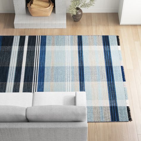 Sand & Stable Omar Flatweave Rug | Wayfair Bright Blue Rug, Plaid Rug, Flatweave Area Rug, Nursery Furniture Sets, Black Rectangle, Teen Bedding, Pink Area Rug, Boy Bedroom, Layered Design