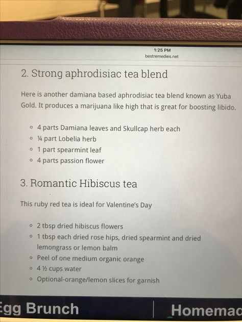 Aphrodisiac tea recipe Tea For Libido, Libido Spell, Aphrodisiac Tea, Aphrodisiac Herbs, Illness Remedies, Christian Witchcraft, Haitian Cuisine, Tea Blends Recipes, Aphrodisiac Foods