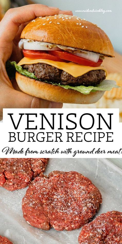 Ground Venison And Pork Recipes, Ground Venison Air Fryer Recipes, Healthy Ground Deer Meat Recipes, Deer Meat Burgers, How To Cook Ground Deer Meat, Deer Burger Meat Recipes, Ground Venison Dinner Recipes, Ground Venison Burgers, Deer Meat Burger Recipes