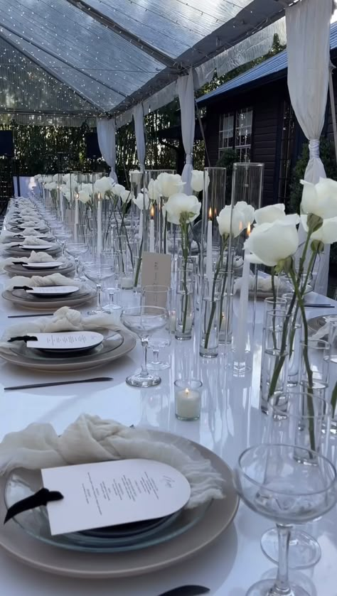 Wedding Table Scape, Black And White Wedding Theme, Engagement Dinner, Wedding Table Designs, White Wedding Theme, Dream Wedding Decorations, Wedding Venue Decorations, בר מצווה, Getaway Car