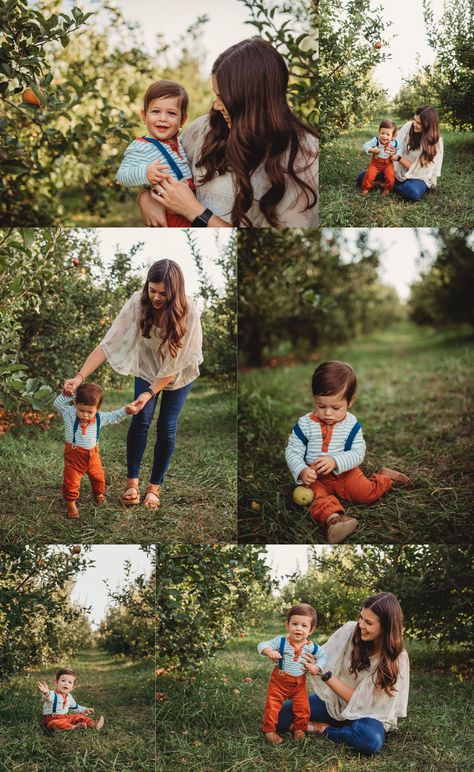 Family Photo Outfits Fall Apple Orchard, Family Orchard Pictures, Apple Orchard Family Pictures Outfits, Apple Orchard Fall Photoshoot, Fall Apple Orchard Photo Shoot, Baby Apple Orchard Pictures, Family Apple Orchard Pictures, Apple Picking Family Photos, Family Photos With 10 Month Old