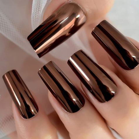 Wide Nails, Fake Nails Long, Chrome Nails Designs, Ballerina Nails, Nails Long, Nail Art Hacks, Chrome Nails, False Nails, Winter Nails