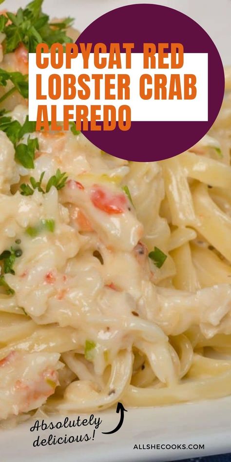 Crab Linguine Alfredo, Red Lobster Crab Alfredo, Red Lobster Crab Linguini Alfredo, Crab Pasta Sauce, Seafood Alfredo Recipe Crab And Shrimp, Crab Alfredo Pasta Recipes, Lump Crab Pasta Recipes, Crab And Lobster Pasta, Crab Stir Fry Recipe