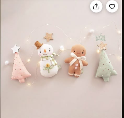 Peach Christmas, Snowman Garland, 3 Christmas Trees, Gingerbread Garland, Christmas Nursery, Linen Decor, Christmas Linen, Garland Christmas, Felt Christmas Ornaments