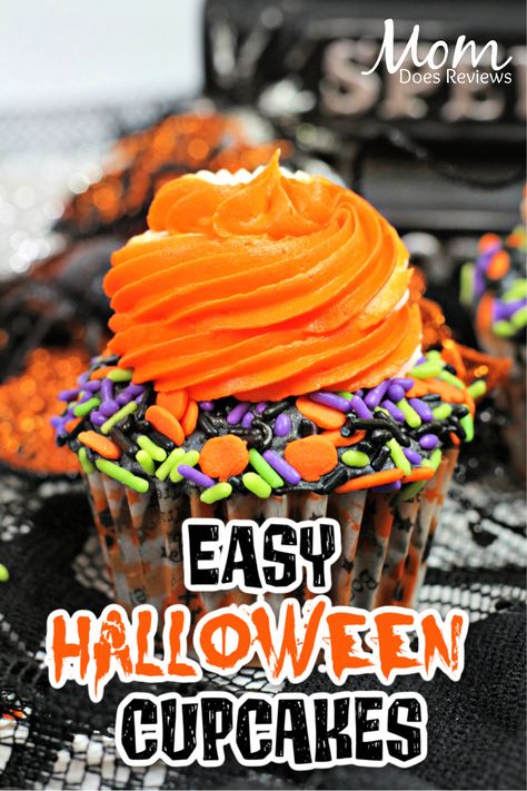 Halloween Birthday Party Cupcakes, Halloween Cupcakes With Sprinkles, Halloween Funfetti Cupcakes, Simple Halloween Cupcakes For Kids, Halloween Sprinkle Cupcakes, Disney Halloween Cupcakes, Fancy Halloween Cupcakes, Strawberry Halloween Treats, Kids Halloween Cupcakes