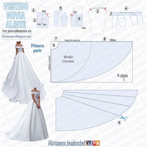 Wedding Gown Patterns, Pola Rok, Wedding Dress Sewing Patterns, Projek Menjahit, Evening Dress Patterns, Dress Patterns Diy, Barbie Sewing Patterns, Sewing Wedding Dress, Wedding Dress Patterns