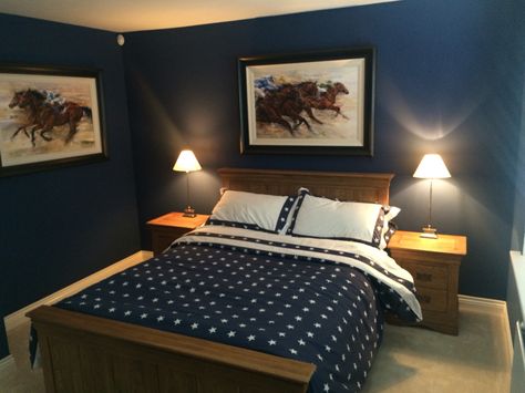 Farrow & Ball Serge Blue bedroom Living Vintage, Blue Bedroom, Farrow Ball, New Homes, Bedroom, Bed, Furniture, Blue, Home Decor