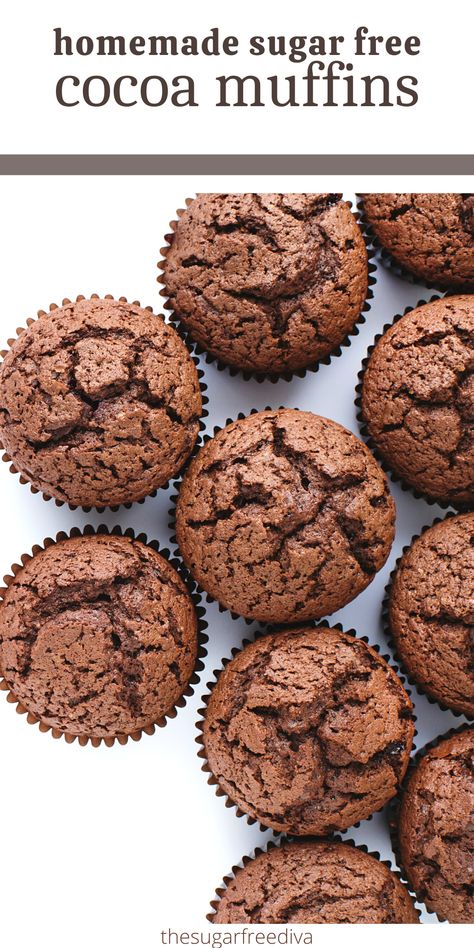 Cocoa Muffins, Low Sugar Muffins, Sugar Free Muffins, Sugar Free Breakfast, Chocolate Tasting, Dinner Recipes Healthy Low Carb, Healthy Low Carb Snacks, Low Carb Soup Recipes, Sugar Free Baking