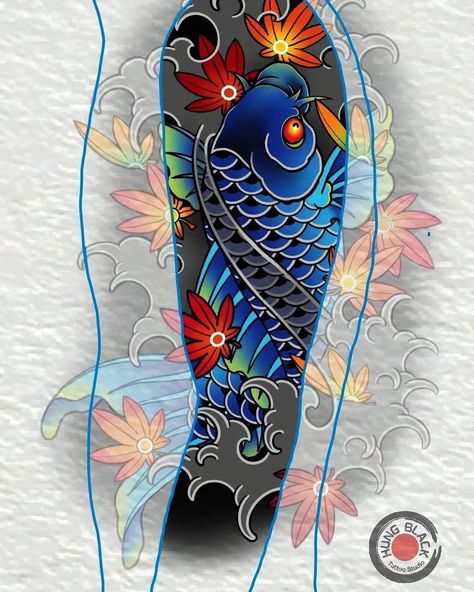 Pez Koi Tattoo, Koi Dragon Tattoo, Japanese Hand Tattoos, Half Sleeve Tattoos Sketches, Chest Tattoo Drawings, Japanese Leg Tattoo, Koi Tattoo Sleeve, Japanese Tiger Tattoo, Dragon Tattoo Sketch