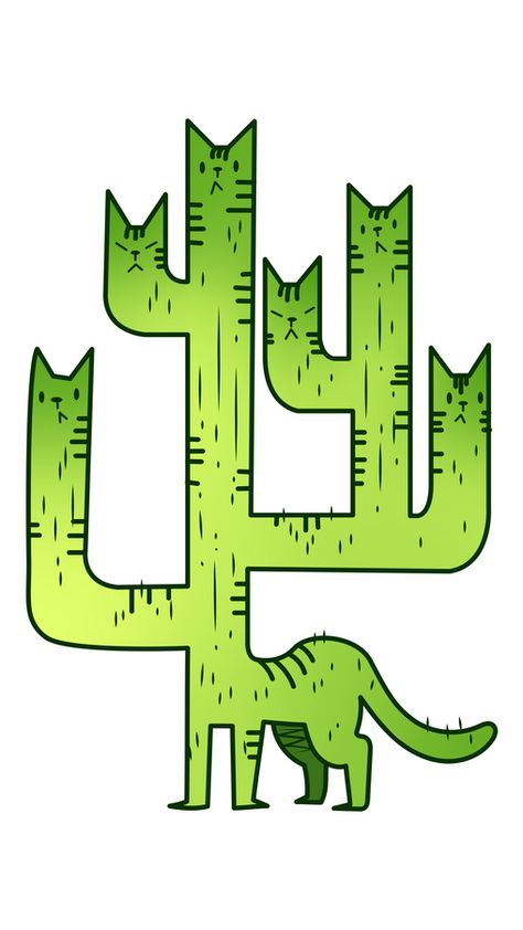 Cats are so unexpected that you have no idea what is in their heads. Just imagine - your cat wants to become a cactus, as the cats are in our fanart Cactus Cats Sticker. By the way, if you want to... Cat Cactus, Harry Tattoos, Cactus Cat, Small Kittens, Cuddly Animals, Just Imagine, Fluffy Animals, You Have No Idea, Cat Stickers