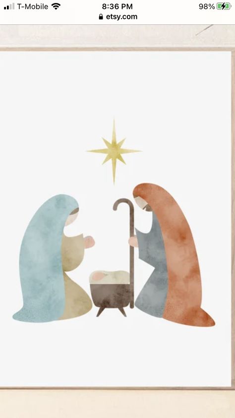 Simple Nativity, Nativity Painting, Christmas Cards Drawing, Bible Drawing, Christmas Crafts To Sell, Christmas Paintings On Canvas, Christmas Organization, Daisy Painting, Watercolor Lessons