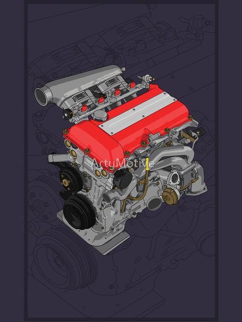 Nissan SR20DET illustration, #nissan #jdm Sr20det Engine, Jdm Engine, B13 Nissan, Jdm Engines, Automotive Illustration, R35 Gtr, Jdm Wallpaper, Best Jdm Cars, Nissan 240sx