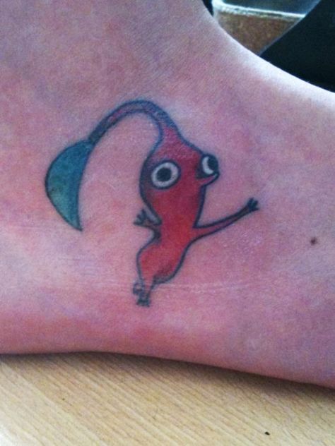 Red Pikmin Tattoo Pikmin Tattoo, Red Pikmin, Tattoo Fillers, Tattoos Inspo, Tattoo Filler, Funky Tattoos, Tatuaje A Color, Red Tattoos, Art Tattoos