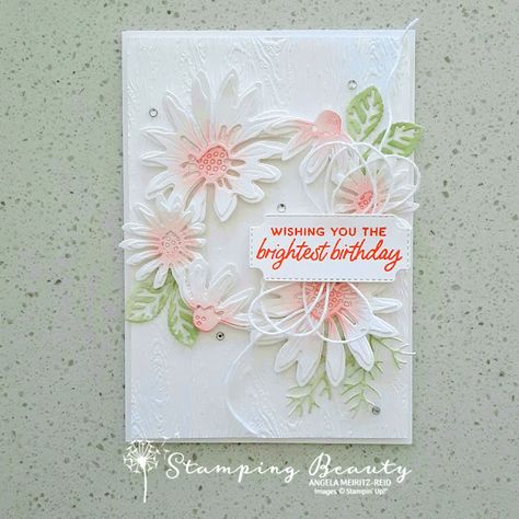 Stampin Up Cheerful Daisies 2023, Cheerful Daisy, Cheerful Daisies, Decorative Masks, Flower Dies, Daisy Cards, Crafts Cards, Summer Cards, Card Crafts