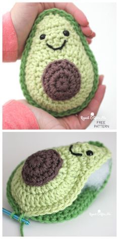 Taco Crochet Free Pattern, Crochet Diy Ideas, Amigurumi Avocado, Avocado Crochet, Crochet Avocado, Crochet Blanket Diy, Crochet Food, Kawaii Crochet, Crochet Amigurumi Free