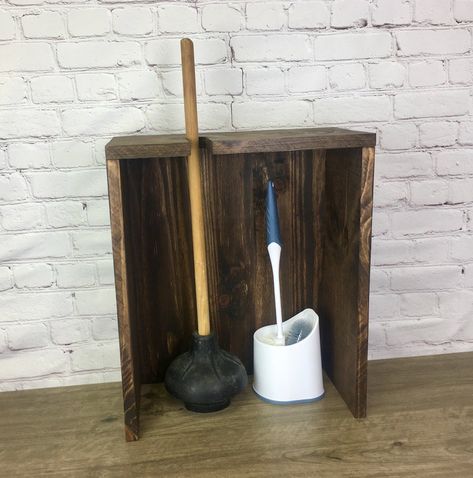 Plunger Holder, Hello Sweet Cheeks Bathroom, Toilet Organizer, Organizer Cabinet, Hello Sweet Cheeks, Wooden Organizer, Diy Wooden Projects, Sweet Cheeks, Wooden Projects