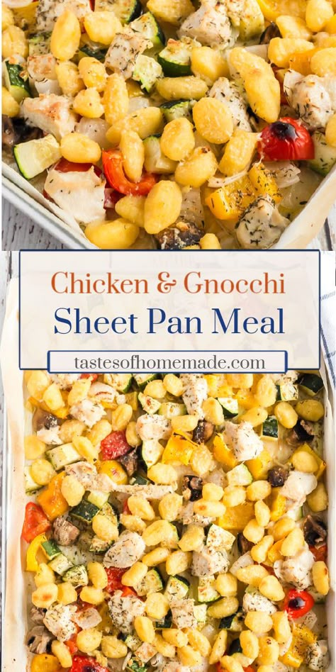 Easy Chicken Gnocchi, Gnocchi Sheet Pan, Chicken And Gnocchi, Spring Dinners, Chicken Sheet Pan, Spring Recipes Dinner, One Pan Dinners, Chicken Gnocchi, Pan Cooking