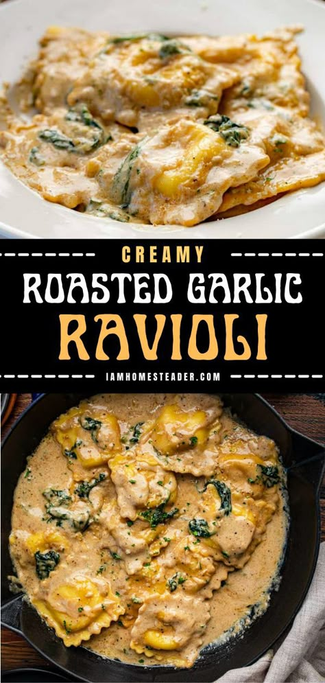 Roasted Garlic Ravioli, Homemade Ravioli Filling, Ravioli Sauce Recipe, Vegetable Ravioli, Ravioli Recipe Homemade, Spinach And Cheese Ravioli, Ravioli Sauce, Homemade Pasta Recipe, Recipe For Dinner