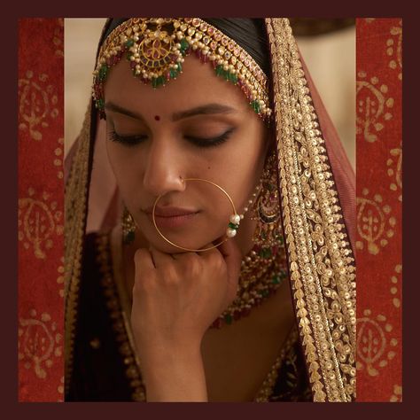 25.3k Likes, 56 Comments - Sabyasachi Mukherjee (@sabyasachiofficial) on Instagram: “Heritage Jadau with coloured gemstones from the Sabyasachi Jewelry Collection.  #Sabyasachi…” Rambagh Palace, Nath Bridal, Nose Ring Designs, Nath Nose Ring, Coloured Gemstones, Sabyasachi Jewelry, Bridal Nose Ring, Nose Ring Jewelry, Pakistani Bridal Jewelry