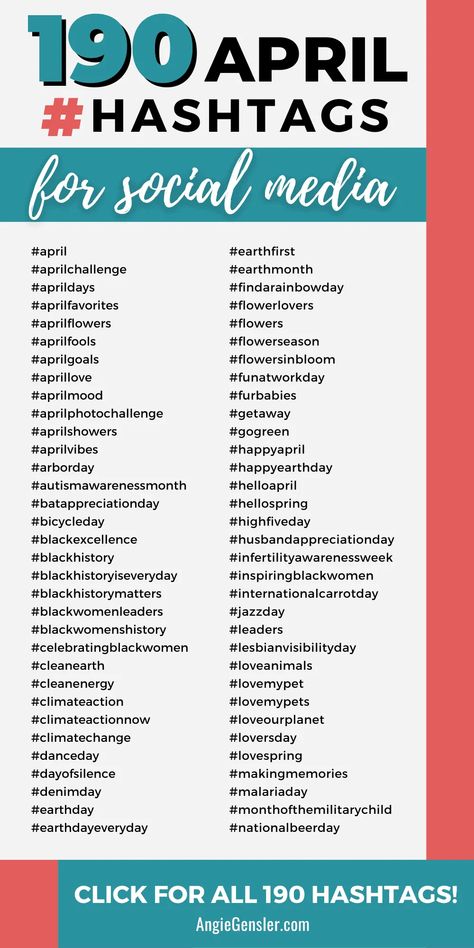 Calling all social media marketers! Are you ready to level up your hashtag game? Check out this latest blog post filled with April hashtags to boost your social media presence! Don't miss out on this valuable resource. Click to get the full list! April Hashtags, April Photo Challenge, List Of Hashtags, Day Of Silence, April Challenge, Popular Hashtags, Earn Money Blogging, World Health Day, Dancing Day