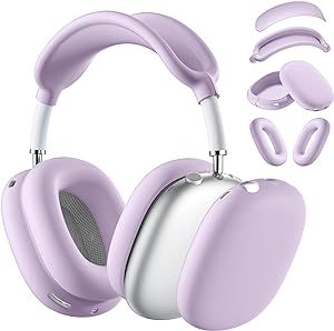 Lerobo Soft Case Cover for AirPods Max Headphones, Airpods Max Ear Cup Covers/Ear Pad Case Cover/Headband Cover/Max Headband Pad,Accessories Silicone Skin Protector for Apple AirPods Max (Lavender Apple Headphones Purple, Apple Headphones Cover, Airpods Max Purple, Lavender Headphones, Apple Headphones Case, Lavender Stuff, Purple Airpods, Purple Headphones, Fone Apple