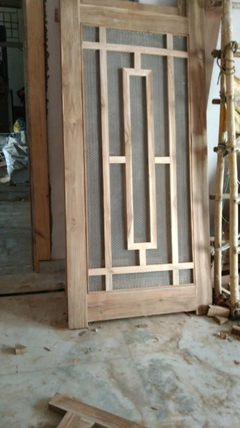 Jalli Door Wooden, Wood Screen Doors For Front Door, Ventilated Door Design, Mesh Door Design Wooden, Jali Gate, Jaali Door, Door Design Wooden, Jali Door, Net Door